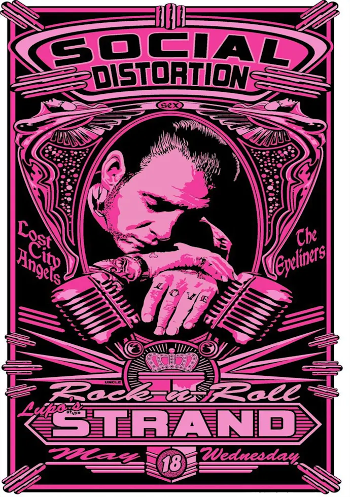 Vintažinis Social Distortion koncerto plakatas – vintažinis koncerto plakatas | Framein