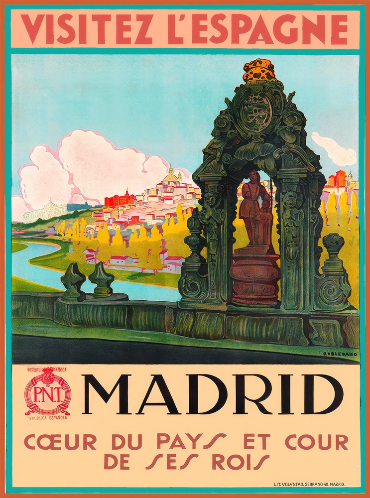Vintažinis kelionių plakatas Espagne, Madrid – vintažinis kelionių plakatas | Framein