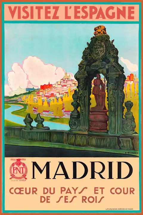 Vintažinis kelionių plakatas Espagne, Madrid – vintažinis kelionių plakatas | Framein