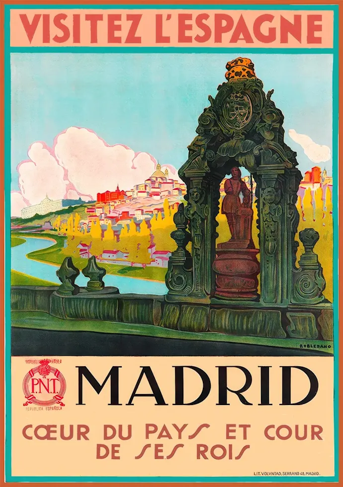 Vintažinis kelionių plakatas Espagne, Madrid – vintažinis kelionių plakatas | Framein