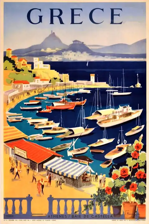 Vintažinis kelionių plakatas Greece Athènes – vintažinis kelionių plakatas | Framein