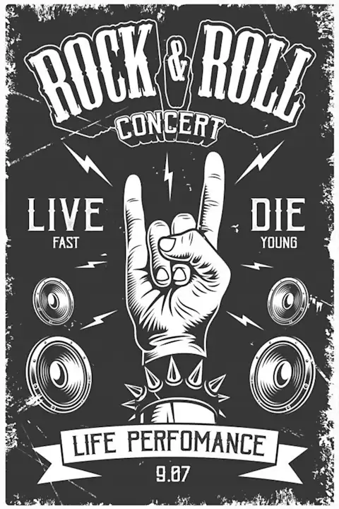 Vintažinis Rock and Roll koncerto plakatas – vintažinis koncerto plakatas | Framein
