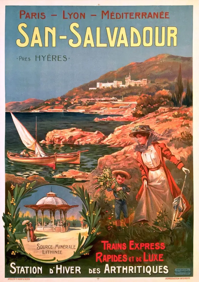 Vintažinis kelionių plakatas San Salvadour – vintažinis kelionių plakatas | Framein