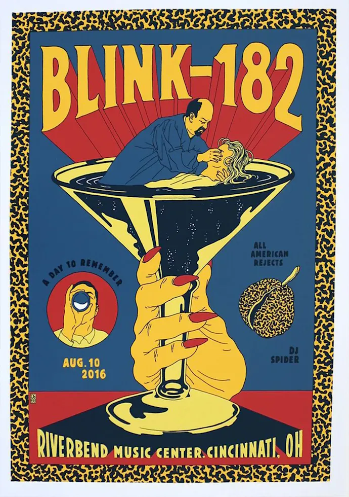 Vintažinis Blink - 182 koncerto plakatas – vintažinis koncerto plakatas | Framein