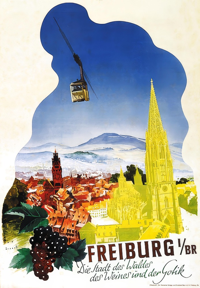 Vintažinis kelionių plakatas Freiburg 1937 – vintažinis kelionių plakatas | Framein