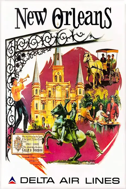 Vintažinis kelionių plakatas New Orleans – vintažinis kelionių plakatas | Framein