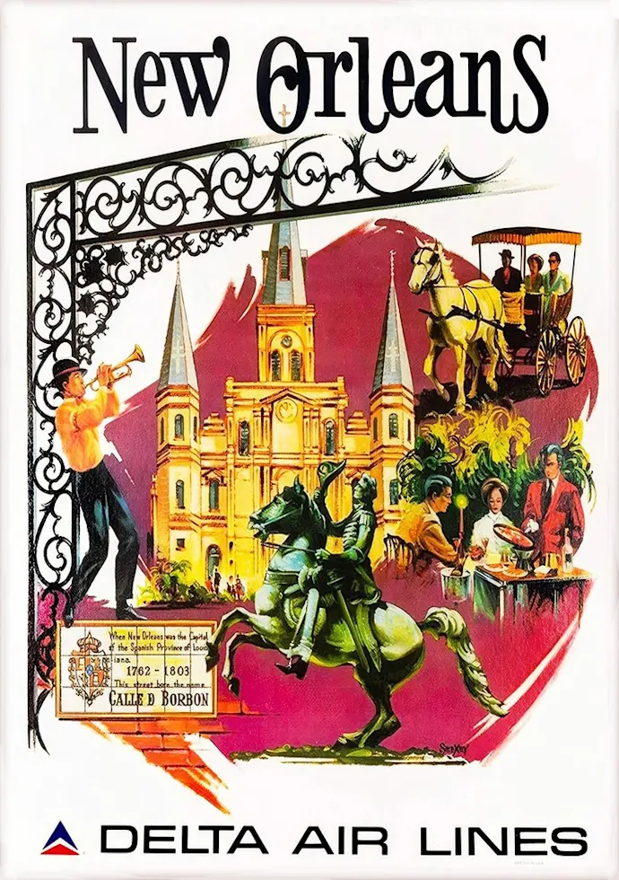 Vintažinis kelionių plakatas New Orleans – vintažinis kelionių plakatas | Framein