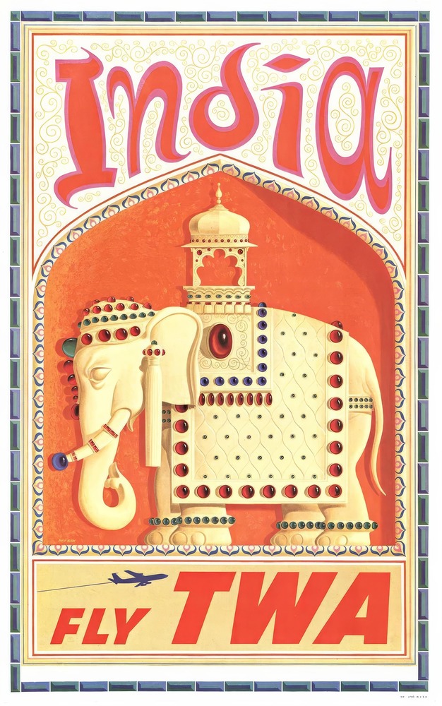 Vintažinis kelionių plakatas TWA India – vintažinis kelionių plakatas | Framein
