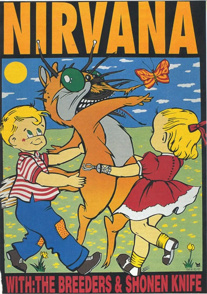 Vintažinis Nirvana 3 koncerto plakatas – vintažinis koncerto plakatas | Framein