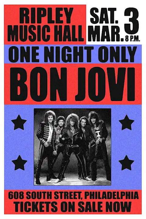 Vintažinis Bon Jovi (3) koncerto plakatas – vintažinis koncerto plakatas | Framein