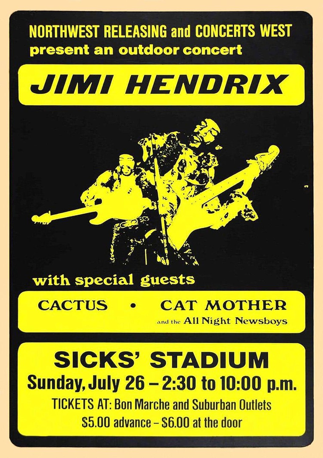 Vintažinis Jimi Hendrix (5) koncerto plakatas – vintažinis koncerto plakatas | Framein