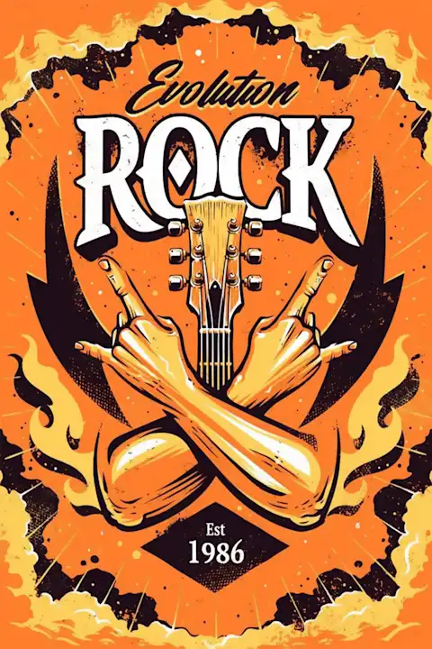 Vintažinis Evolution Rock koncerto plakatas – vintažinis koncerto plakatas | Framein