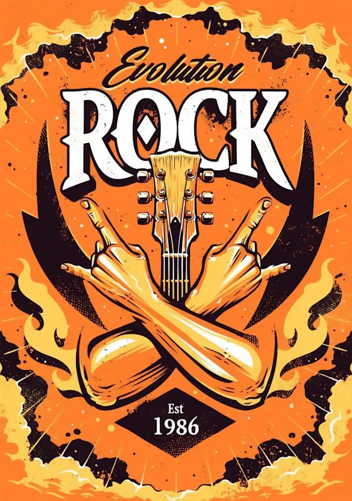Vintažinis Evolution Rock koncerto plakatas – vintažinis koncerto plakatas | Framein