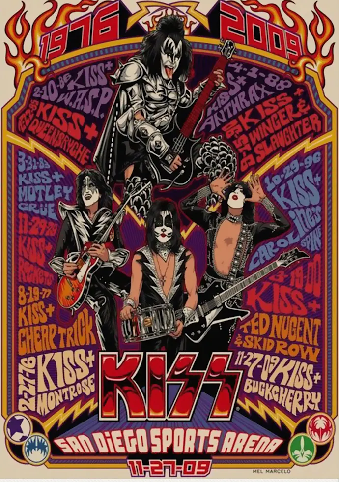 Vintažinis Kiss 3 koncerto plakatas – vintažinis koncerto plakatas | Framein