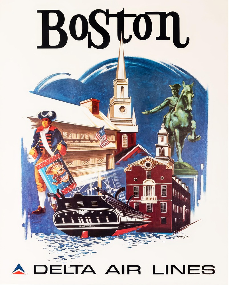 Vintažinis kelionių plakatas Boston – vintažinis kelionių plakatas | Framein