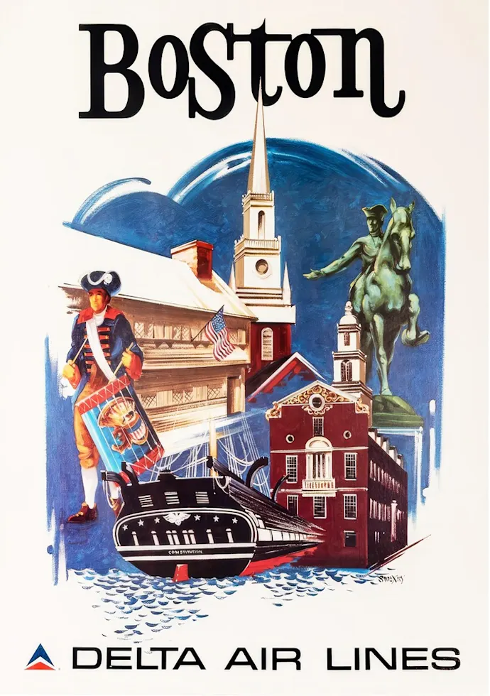 Vintažinis kelionių plakatas Boston – vintažinis kelionių plakatas | Framein