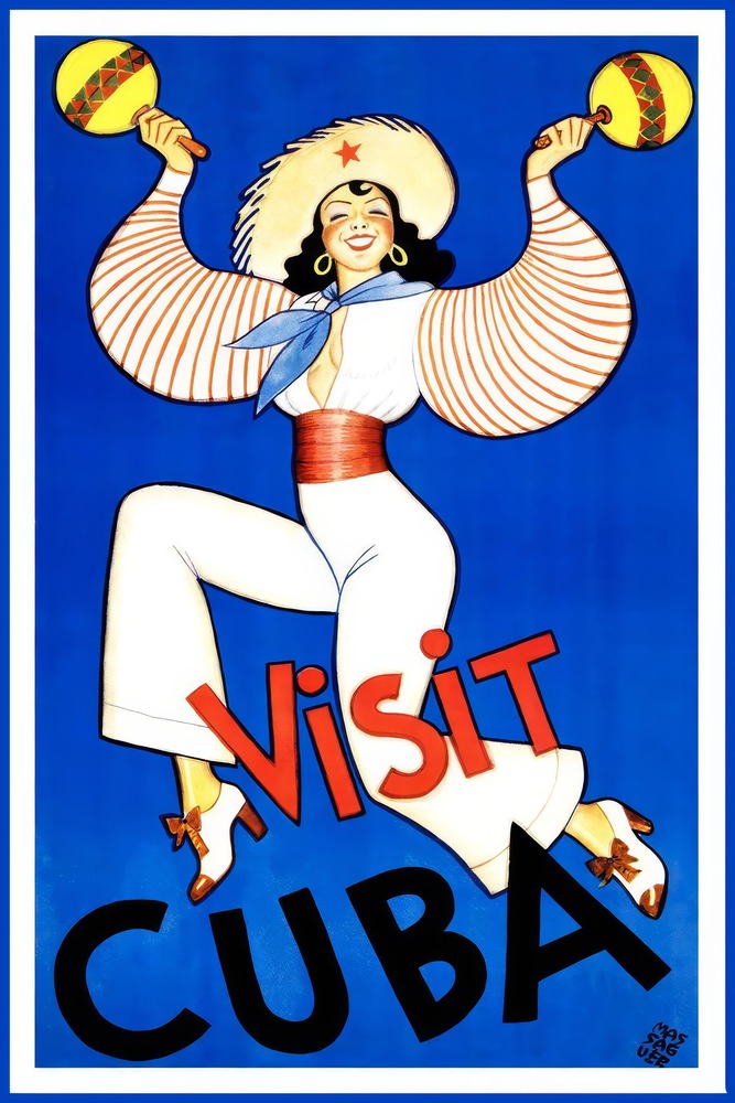 Vintažinis kelionių plakatas Visit Cuba – vintažinis kelionių plakatas | Framein