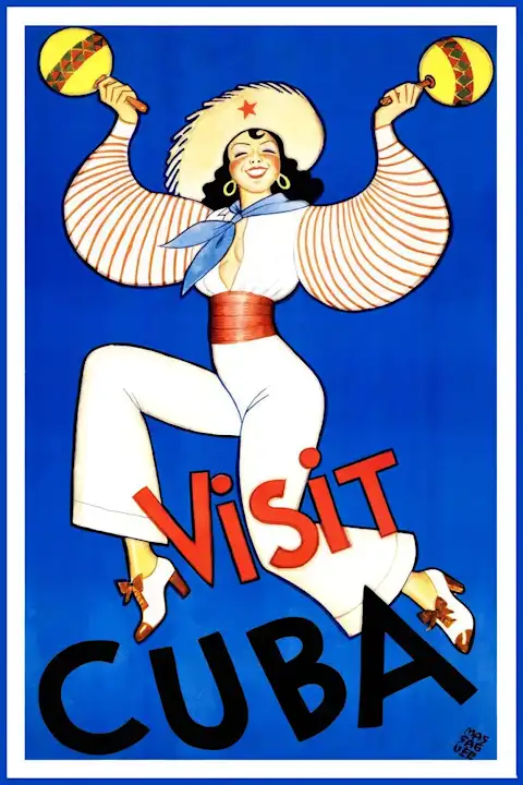 Vintažinis kelionių plakatas Visit Cuba – vintažinis kelionių plakatas | Framein