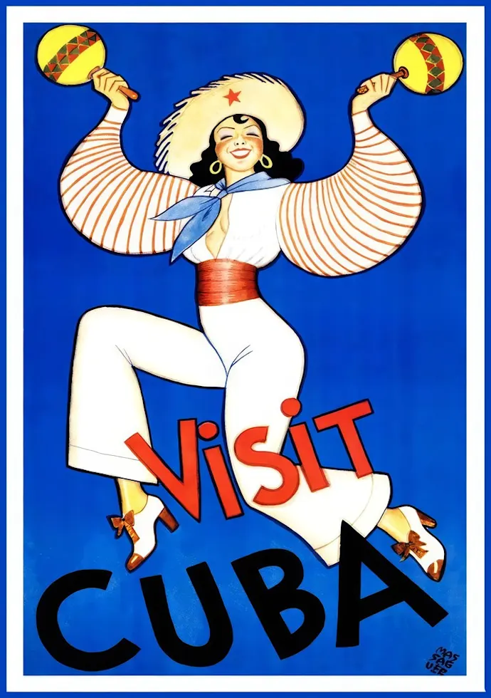 Vintažinis kelionių plakatas Visit Cuba – vintažinis kelionių plakatas | Framein