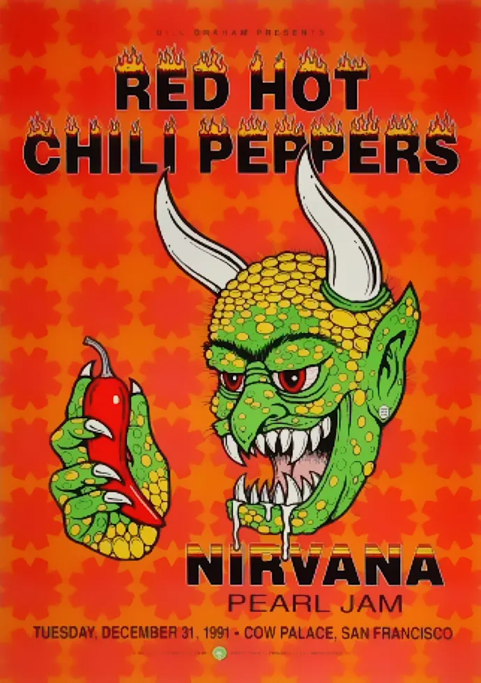 Vintažinis Red Hot Chili Peppers (2) koncerto plakatas – vintažinis koncerto plakatas | Framein
