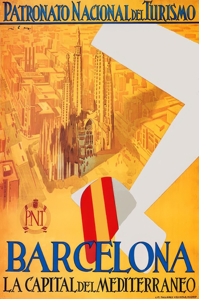 Vintažinis kelionių plakatas Barcelona – vintažinis kelionių plakatas | Framein