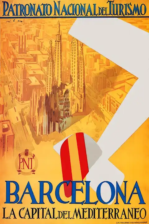 Vintažinis kelionių plakatas Barcelona – vintažinis kelionių plakatas | Framein