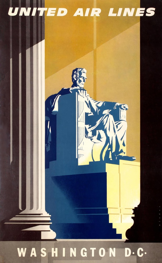Vintažinis kelionių plakatas Washington DC 1950 – vintažinis kelionių plakatas | Framein