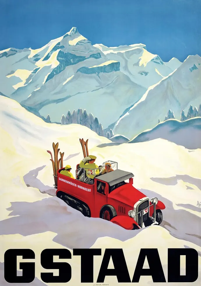Vintažinis kelionių plakatas Gstaad 1934 – vintažinis kelionių plakatas | Framein
