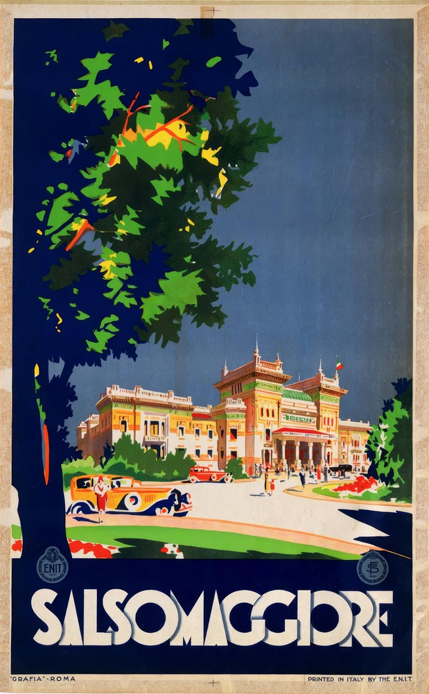Vintažinis kelionių plakatas Salsomaggiore 1925 – vintažinis kelionių plakatas | Framein