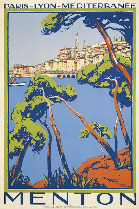 Vintažinis kelionių plakatas Menton – vintažinis kelionių plakatas | Framein