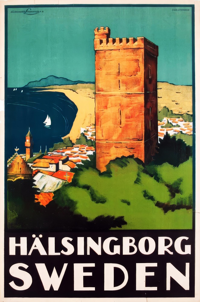 Vintažinis kelionių plakatas Hälsingborg Sweden 1930 – vintažinis kelionių plakatas | Framein