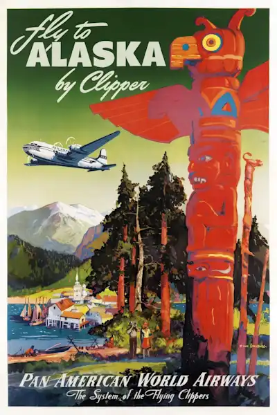 Vintažinis kelionių plakatas Alaska 1950 – vintažinis kelionių plakatas | Framein