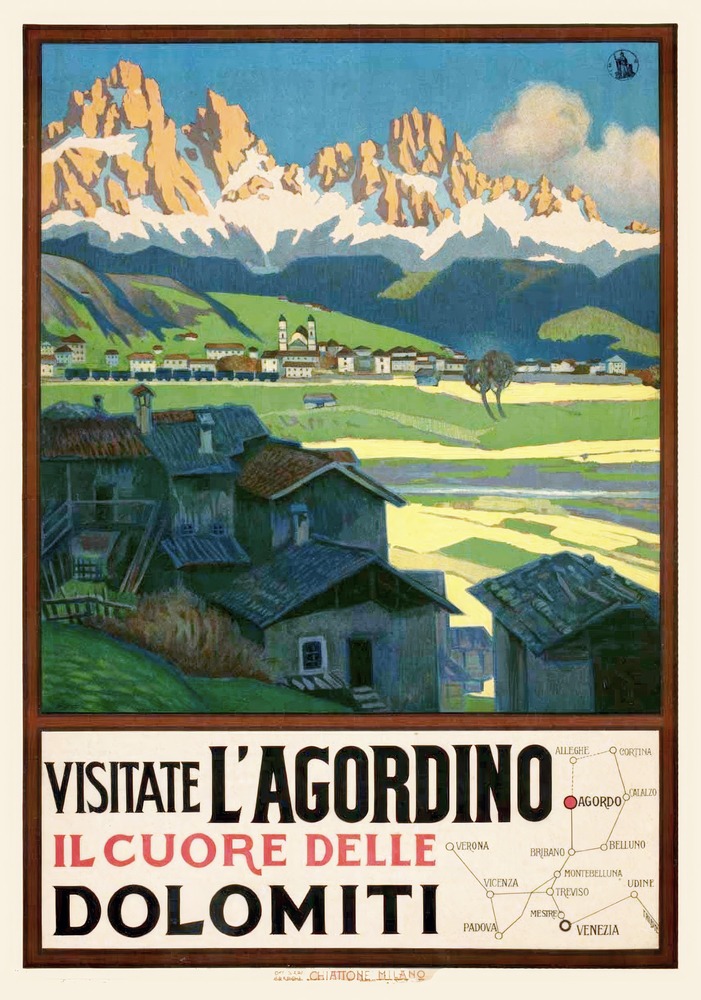 Vintažinis kelionių plakatas Dolomiti 1922 – vintažinis kelionių plakatas | Framein
