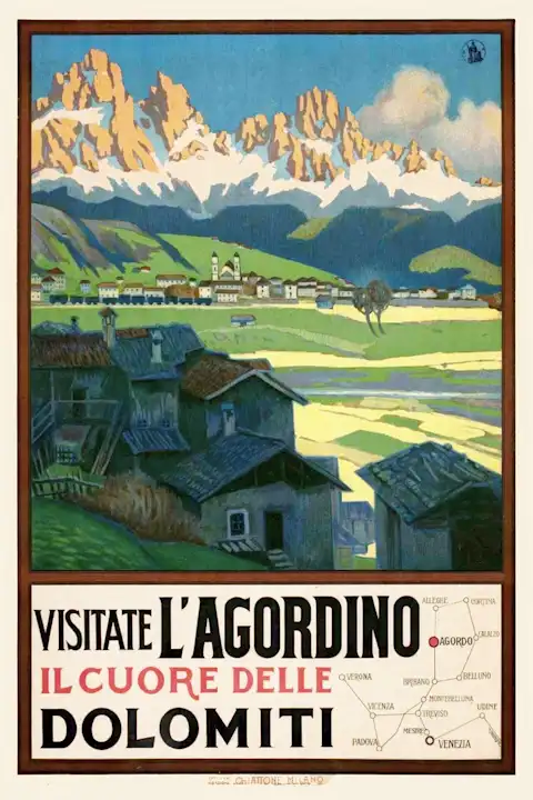 Vintažinis kelionių plakatas Dolomiti 1922 – vintažinis kelionių plakatas | Framein