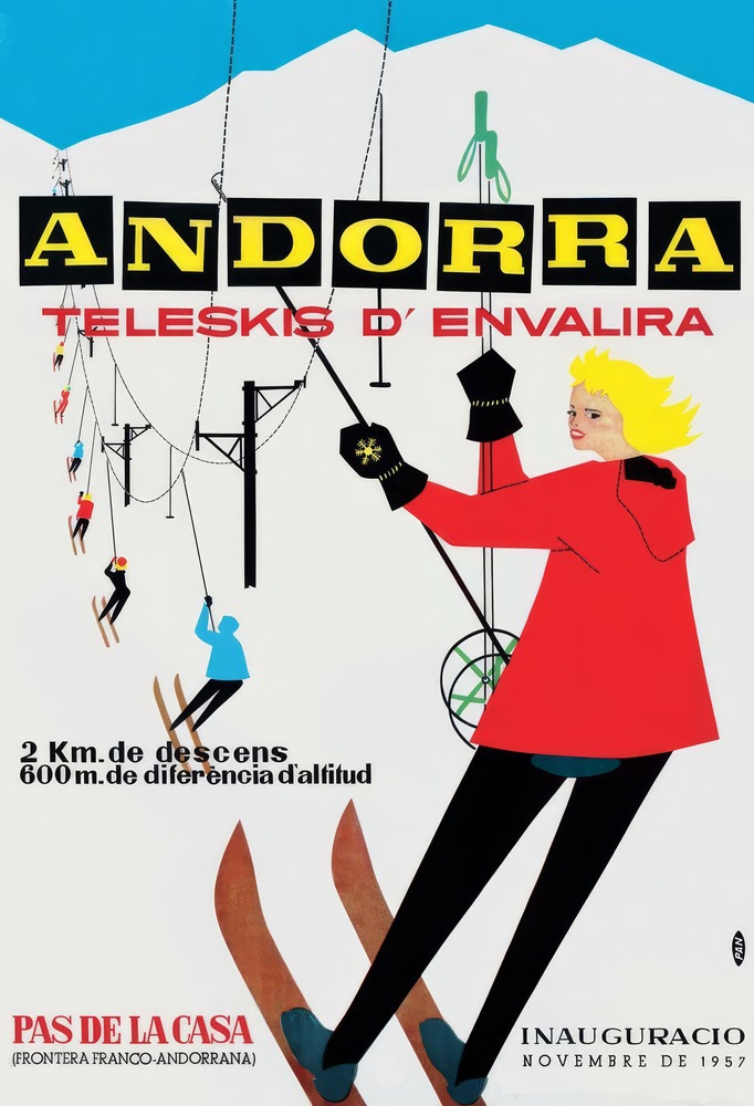 Vintažinis kelionių plakatas Andorra 1957 – vintažinis kelionių plakatas | Framein