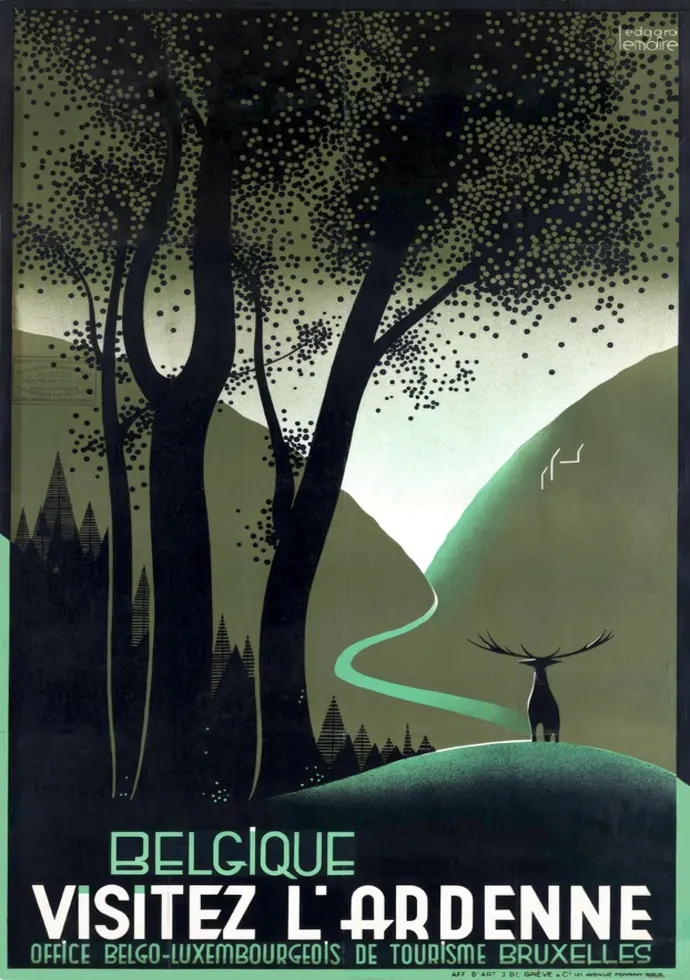 Vintažinis kelionių plakatas Belgique Visitez l'Ardenne 1933 – vintažinis kelionių plakatas | Framein