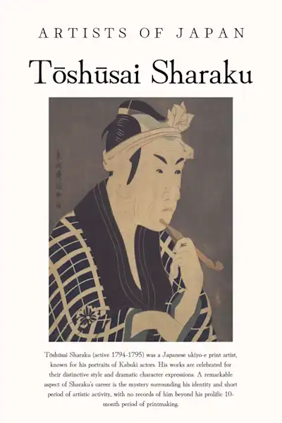 Japonų menininkas Tōshūsai Sharaku – japoniško meno plakatas | Framein