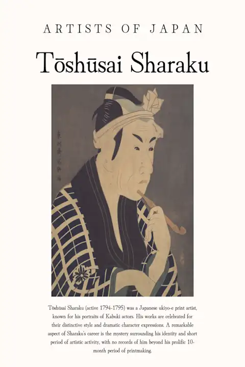 Japonų menininkas Tōshūsai Sharaku – japoniško meno plakatas | Framein