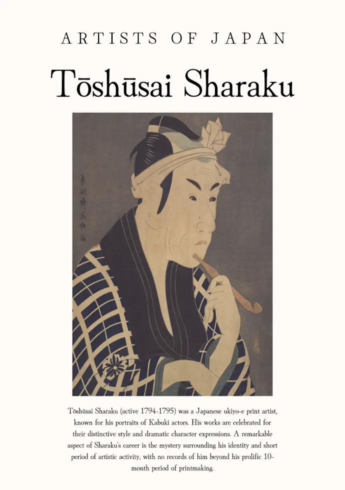 Japonų menininkas Tōshūsai Sharaku – japoniško meno plakatas | Framein