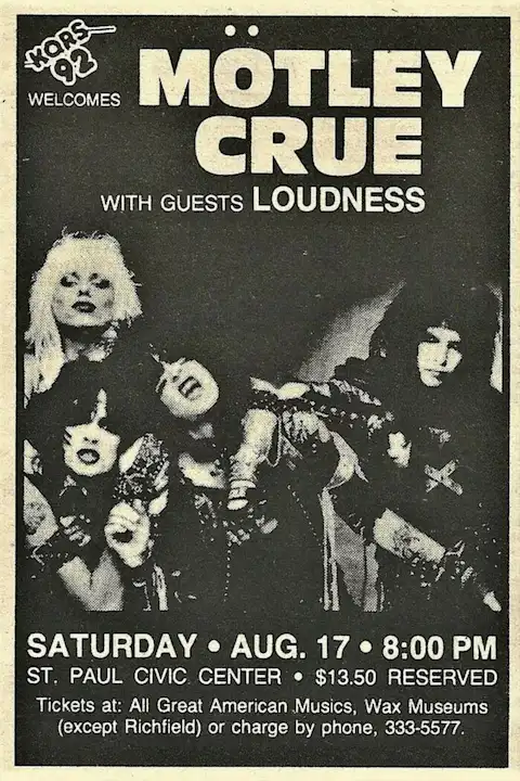 Vintažinis Motley Crue koncerto plakatas – vintažinis koncerto plakatas | Framein