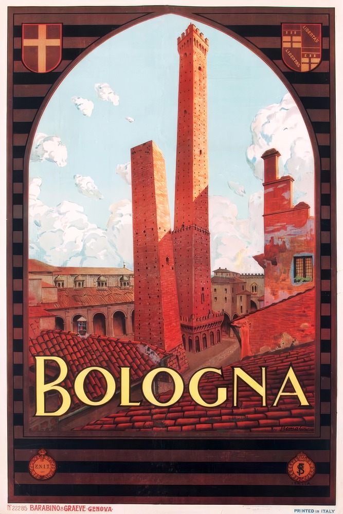 Vintažinis kelionių plakatas Bologna 1920 – vintažinis kelionių plakatas | Framein