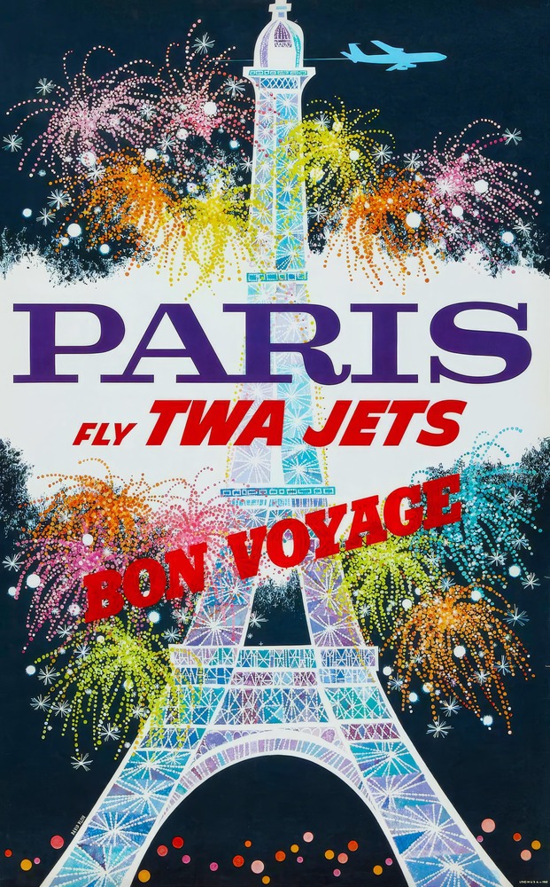 Vintažinis kelionių plakatas TWA Paris – vintažinis kelionių plakatas | Framein