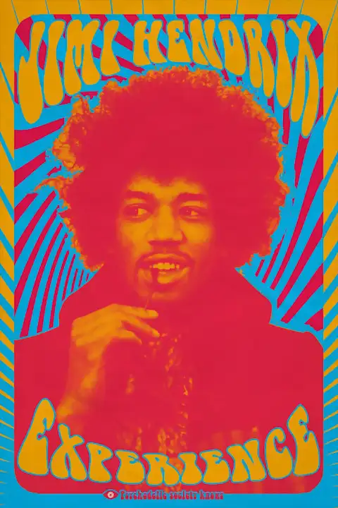 Vintažinis Jimi Hendrix koncerto plakatas – vintažinis koncerto plakatas | Framein