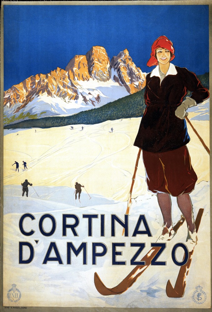Vintažinis kelionių plakatas Cortina Ampezzo 1920 – vintažinis kelionių plakatas | Framein
