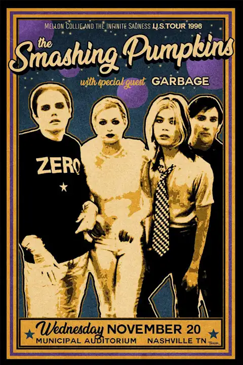 Vintažinis The Smashing Pumpkins koncerto plakatas – vintažinis koncerto plakatas | Framein