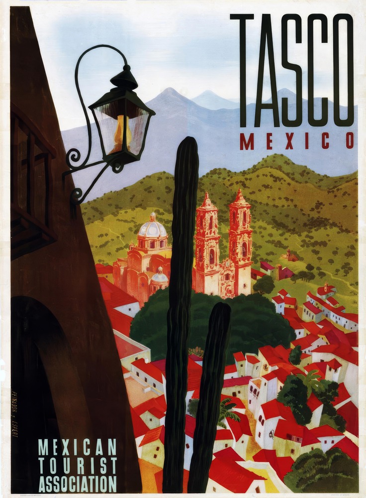 Vintažinis kelionių plakatas Tasco Mexico 1950 – vintažinis kelionių plakatas | Framein