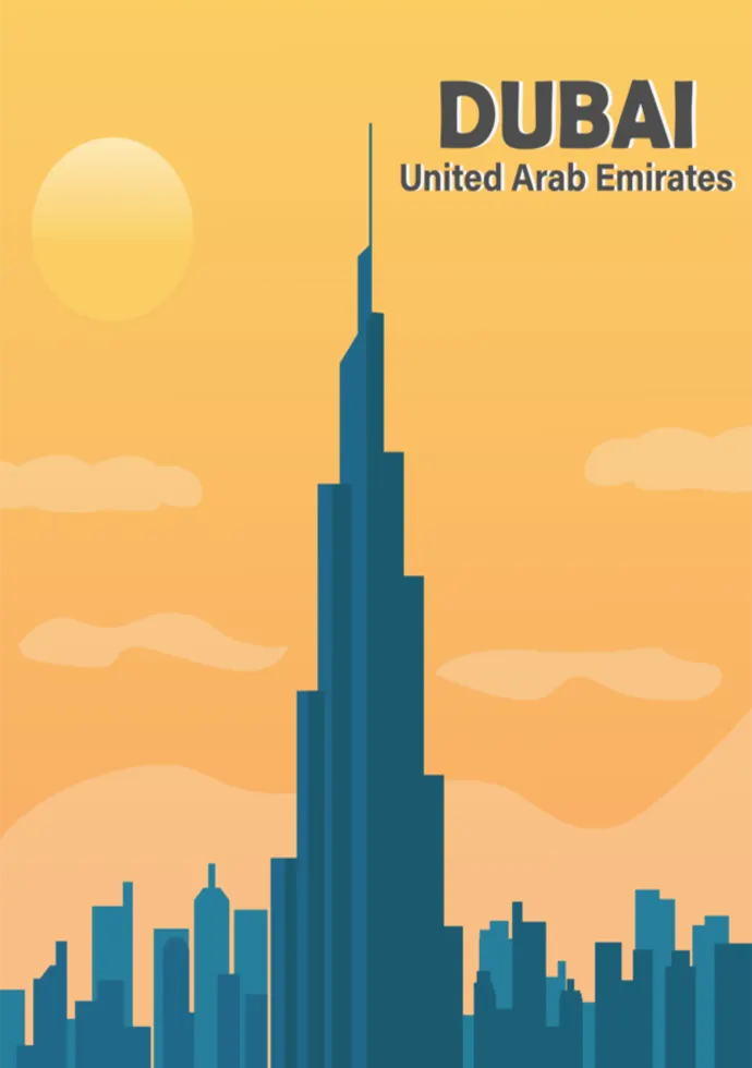 Kelionės plakatas „Dubajus“ – plakatas | Framein – nuotrauka 1 iš 2