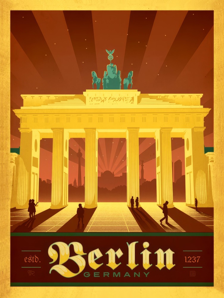 Vintažinis kelionių plakatas Berlin Germany – vintažinis kelionių plakatas | Framein