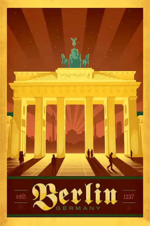 Vintažinis kelionių plakatas Berlin Germany – vintažinis kelionių plakatas | Framein
