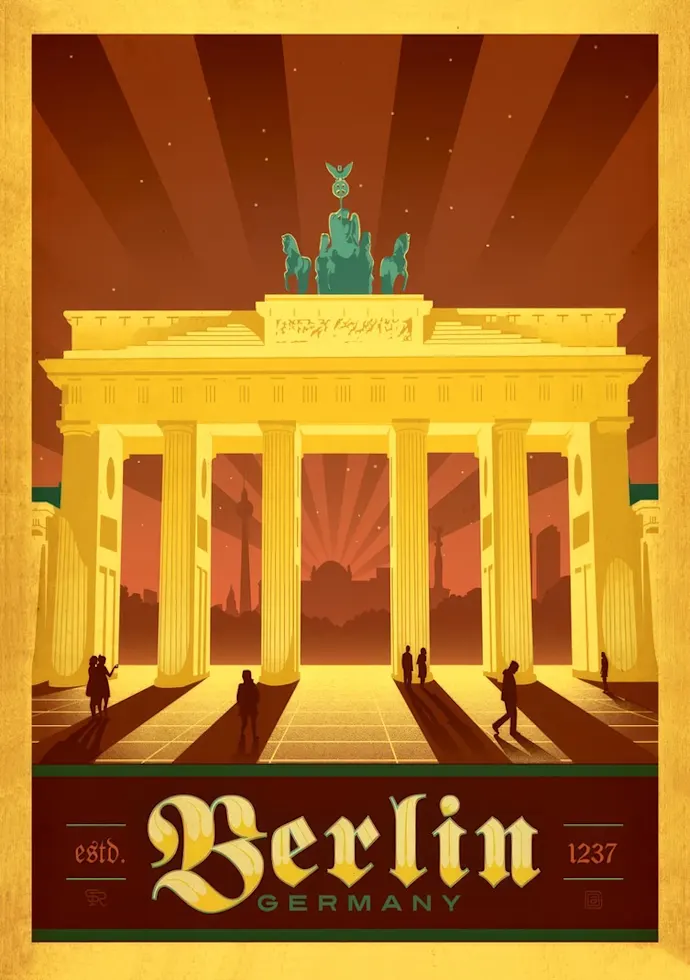 Vintažinis kelionių plakatas Berlin Germany – vintažinis kelionių plakatas | Framein